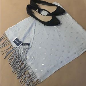 Lands End Grey/Silver Dot Scarf